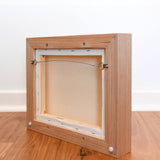 Tasmanian oak float frame steal wire detail